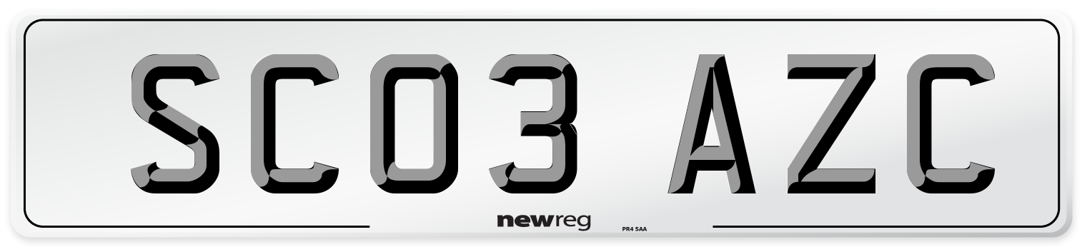 SC03 AZC Number Plate from New Reg